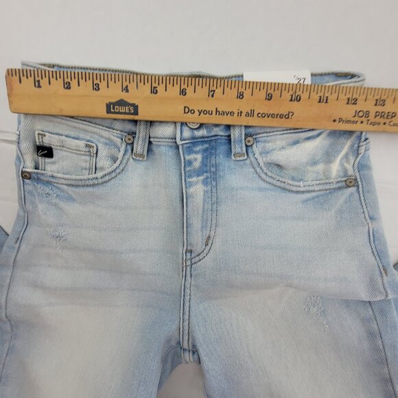 NEW Kancan Jeans Womens Size 7 Blue High Rise Ankle Distressed Light Wash NWT - Picture 9 of 14